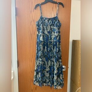 Floral Blue and Gray Dress